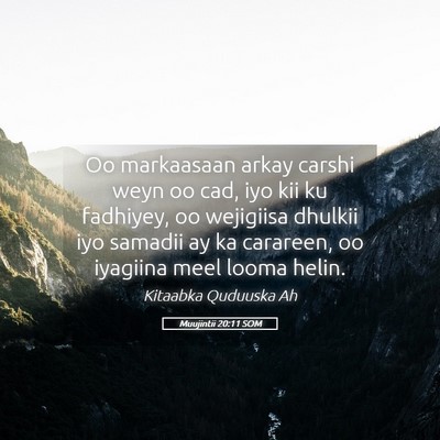 Picture 05 - Muujintii 20:11 SOM - Oo markaasaan arkay carshi weyn oo cad, iyo kii - Bible Verse Picture