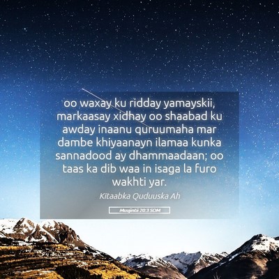 Picture 05 - Muujintii 20:3 SOM - oo waxay ku ridday yamayskii, markaasay xidhay oo - Bible Verse Picture