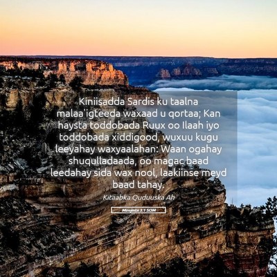 Picture 05 - Muujintii 3:1 SOM - Kiniisadda Sardis ku taalna malaa'igteeda waxaad - Bible Verse Picture