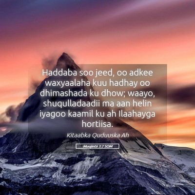 Picture 05 - Muujintii 3:2 SOM - Haddaba soo jeed, oo adkee waxyaalaha kuu hadhay - Bible Verse Picture