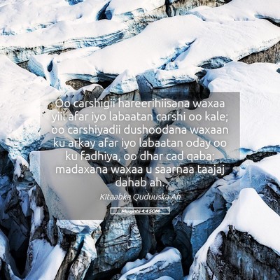 Picture 05 - Muujintii 4:4 SOM - Oo carshigii hareerihiisana waxaa yiil afar iyo - Bible Verse Picture