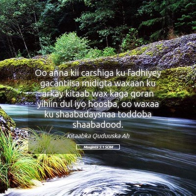 Picture 05 - Muujintii 5:1 SOM - Oo anna kii carshiga ku fadhiyey gacantiisa - Bible Verse Picture