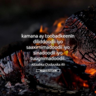Picture 05 - Muujintii 9:21 SOM - kamana ay toobadkeenin diliddoodii iyo - Bible Verse Picture