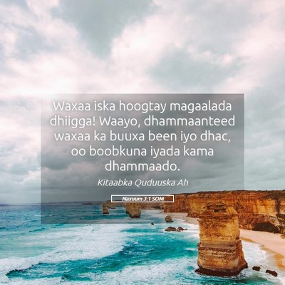 Picture 05 - Naxuum 3:1 SOM - Waxaa iska hoogtay magaalada dhiigga! Waayo, - Bible Verse Picture
