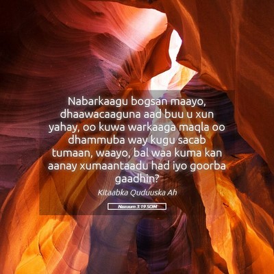 Picture 05 - Naxuum 3:19 SOM - Nabarkaagu bogsan maayo, dhaawacaaguna aad buu u - Bible Verse Picture