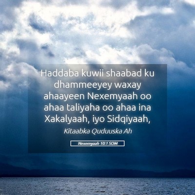 Picture 05 - Nexemyaah 10:1 SOM - Haddaba kuwii shaabad ku dhammeeyey waxay - Bible Verse Picture