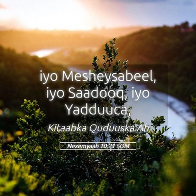 Picture 05 - Nexemyaah 10:21 SOM - iyo Mesheysabeel, iyo Saadooq, iyo - Bible Verse Picture