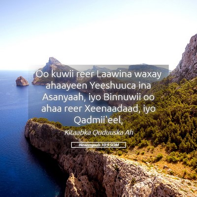 Picture 05 - Nexemyaah 10:9 SOM - Oo kuwii reer Laawina waxay ahaayeen Yeeshuuca - Bible Verse Picture
