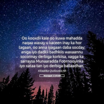 Picture 05 - Nexemyaah 12:38 SOM - Oo kooxdii kale oo kuwa mahadda naqaa waxay u - Bible Verse Picture