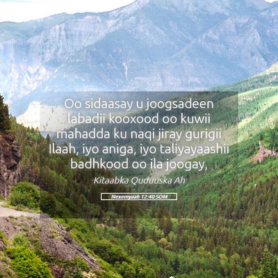 Picture 05 - Nexemyaah 12:40 SOM - Oo sidaasay u joogsadeen labadii kooxood oo kuwii - Bible Verse Picture