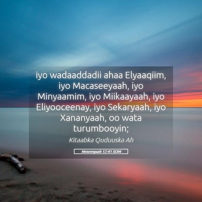 Picture 05 - Nexemyaah 12:41 SOM - iyo wadaaddadii ahaa Elyaaqiim, iyo Macaseeyaah, - Bible Verse Picture