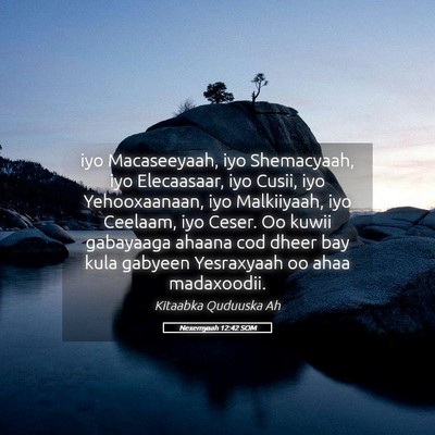 Picture 05 - Nexemyaah 12:42 SOM - iyo Macaseeyaah, iyo Shemacyaah, iyo Elecaasaar, - Bible Verse Picture
