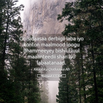 Picture 05 - Nexemyaah 6:15 SOM - Oo sidaasaa derbigii laba iyo konton maalmood - Bible Verse Picture