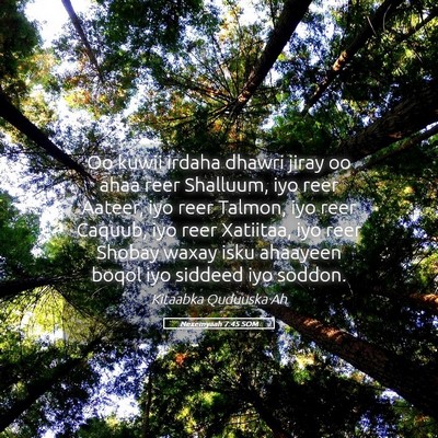 Picture 05 - Nexemyaah 7:45 SOM - Oo kuwii irdaha dhawri jiray oo ahaa reer - Bible Verse Picture