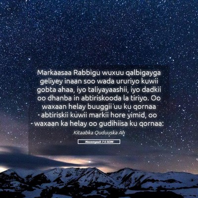 Picture 05 - Nexemyaah 7:5 SOM - Markaasaa Rabbigu wuxuu qalbigayga geliyey inaan - Bible Verse Picture
