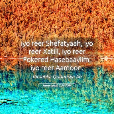 Picture 05 - Nexemyaah 7:59 SOM - iyo reer Shefatyaah, iyo reer Xatiil, iyo reer - Bible Verse Picture
