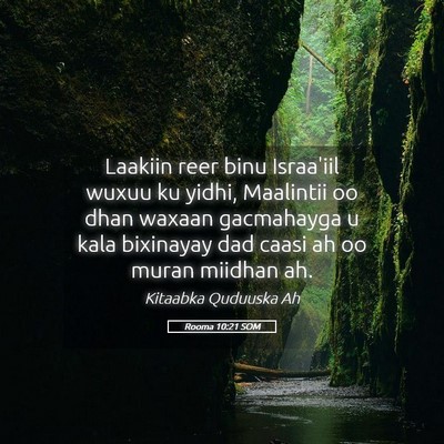 Picture 05 - Rooma 10:21 SOM - Laakiin reer binu Israa'iil wuxuu ku yidhi, - Bible Verse Picture