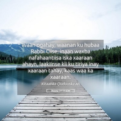 Picture 05 - Rooma 14:14 SOM - Waan ogahay, waanan ku hubaa Rabbi Ciise, inaan - Bible Verse Picture