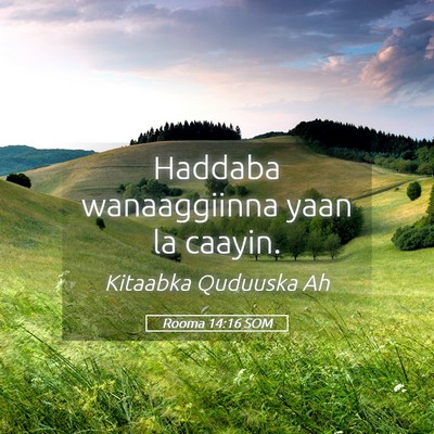 Picture 05 - Rooma 14:16 SOM - Haddaba wanaaggiinna yaan la - Bible Verse Picture