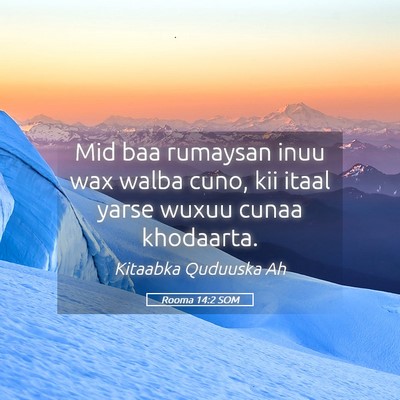 Picture 05 - Rooma 14:2 SOM - Mid baa rumaysan inuu wax walba cuno, kii itaal - Bible Verse Picture