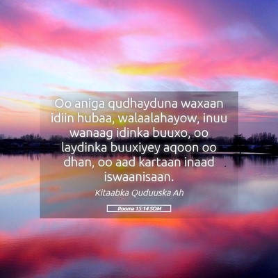 Picture 05 - Rooma 15:14 SOM - Oo aniga qudhayduna waxaan idiin hubaa, - Bible Verse Picture