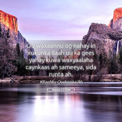 Picture 05 - Rooma 2:2 SOM - Oo waxaannu og nahay in xukunka Ilaah uu ka gees - Bible Verse Picture