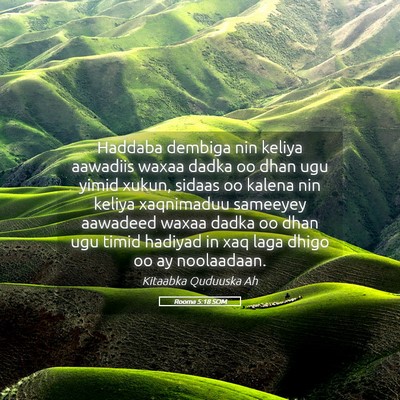 Picture 05 - Rooma 5:18 SOM - Haddaba dembiga nin keliya aawadiis waxaa dadka - Bible Verse Picture