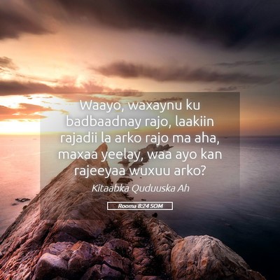 Picture 05 - Rooma 8:24 SOM - Waayo, waxaynu ku badbaadnay rajo, laakiin - Bible Verse Picture