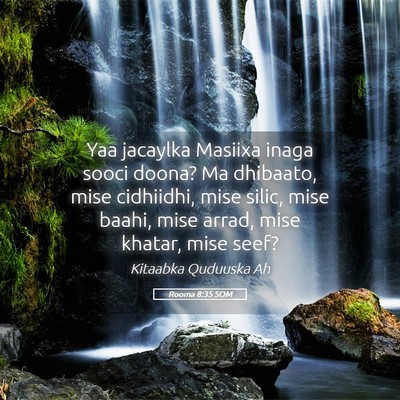 Picture 05 - Rooma 8:35 SOM - Yaa jacaylka Masiixa inaga sooci doona? Ma - Bible Verse Picture