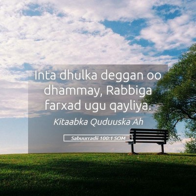 Picture 05 - Sabuurradii 100:1 SOM - Inta dhulka deggan oo dhammay, Rabbiga farxad ugu - Bible Verse Picture