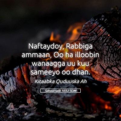 Picture 05 - Sabuurradii 103:2 SOM - Naftaydoy, Rabbiga ammaan, Oo ha illoobin - Bible Verse Picture