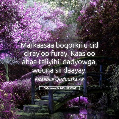 Picture 05 - Sabuurradii 105:20 SOM - Markaasaa boqorkii u cid diray oo furay, Kaas oo - Bible Verse Picture