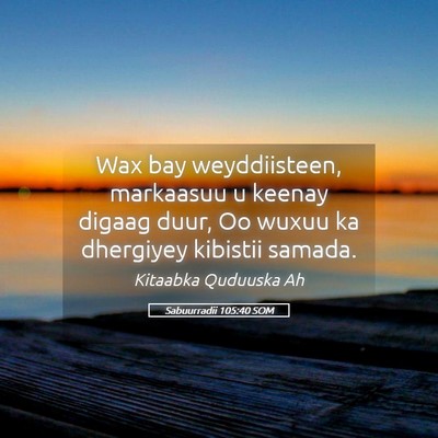 Picture 05 - Sabuurradii 105:40 SOM - Wax bay weyddiisteen, markaasuu u keenay digaag - Bible Verse Picture