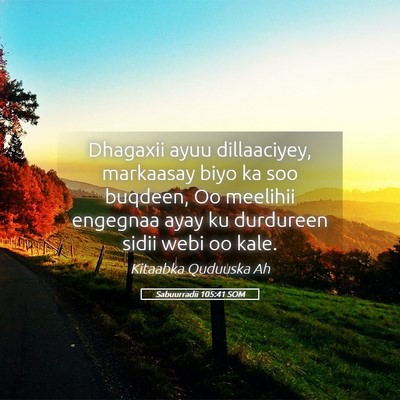 Picture 05 - Sabuurradii 105:41 SOM - Dhagaxii ayuu dillaaciyey, markaasay biyo ka soo - Bible Verse Picture