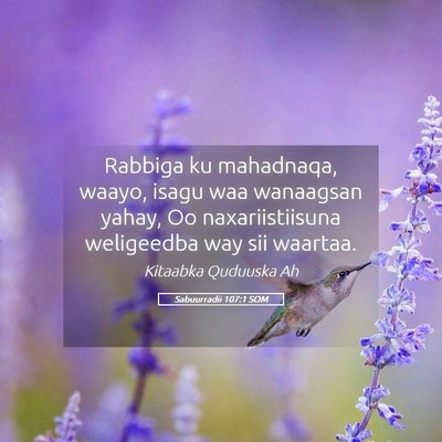 Picture 05 - Sabuurradii 107:1 SOM - Rabbiga ku mahadnaqa, waayo, isagu waa wanaagsan - Bible Verse Picture