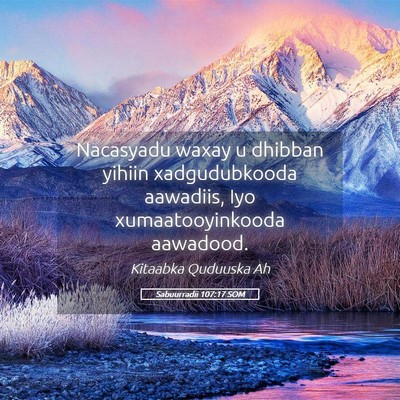 Picture 05 - Sabuurradii 107:17 SOM - Nacasyadu waxay u dhibban yihiin xadgudubkooda - Bible Verse Picture