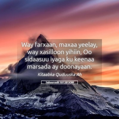 Picture 05 - Sabuurradii 107:30 SOM - Way farxaan, maxaa yeelay, way xasilloon yihiin, - Bible Verse Picture