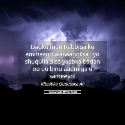 Picture 05 - Sabuurradii 107:31 SOM - Dadku muu Rabbiga ku ammaano wanaaggiisa, Iyo - Bible Verse Picture
