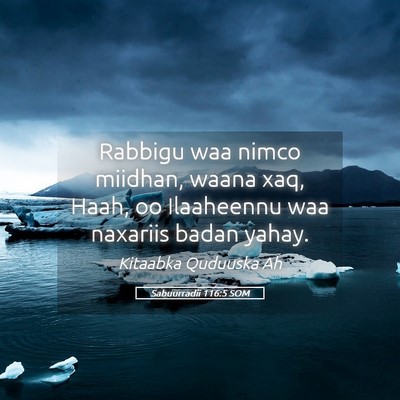 Picture 05 - Sabuurradii 116:5 SOM - Rabbigu waa nimco miidhan, waana xaq, Haah, oo - Bible Verse Picture