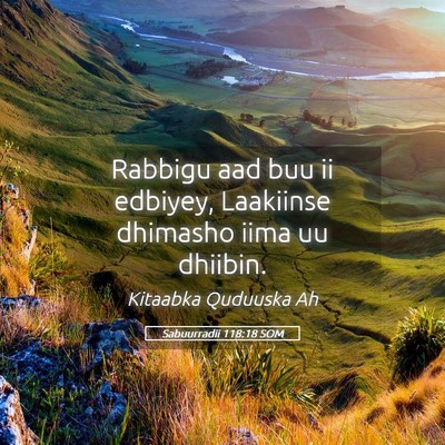 Picture 05 - Sabuurradii 118:18 SOM - Rabbigu aad buu ii edbiyey, Laakiinse dhimasho - Bible Verse Picture