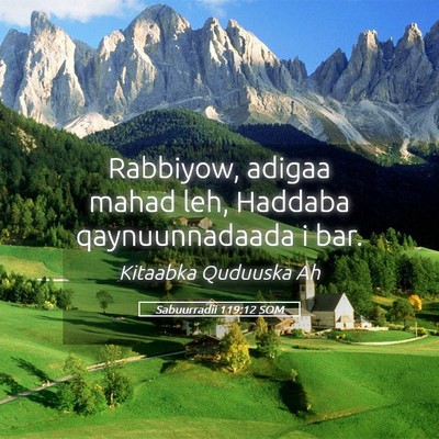 Picture 05 - Sabuurradii 119:12 SOM - Rabbiyow, adigaa mahad leh, Haddaba - Bible Verse Picture