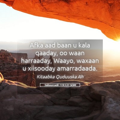 Picture 05 - Sabuurradii 119:131 SOM - Afka aad baan u kala qaaday, oo waan harraaday, - Bible Verse Picture
