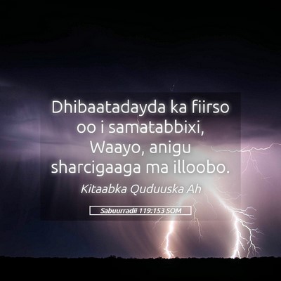 Picture 05 - Sabuurradii 119:153 SOM - Dhibaatadayda ka fiirso oo i samatabbixi, Waayo, - Bible Verse Picture
