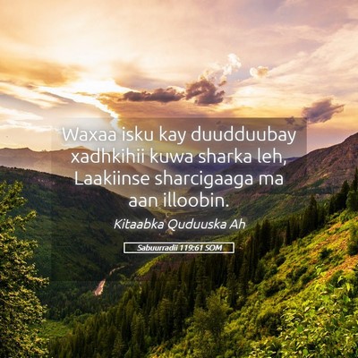 Picture 05 - Sabuurradii 119:61 SOM - Waxaa isku kay duudduubay xadhkihii kuwa sharka - Bible Verse Picture