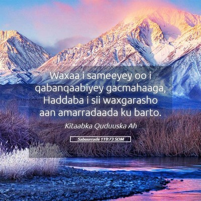 Picture 05 - Sabuurradii 119:73 SOM - Waxaa i sameeyey oo i qabanqaabiyey gacmahaaga, - Bible Verse Picture