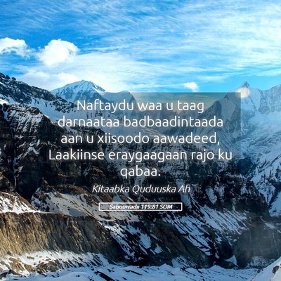 Picture 05 - Sabuurradii 119:81 SOM - Naftaydu waa u taag darnaataa badbaadintaada aan - Bible Verse Picture