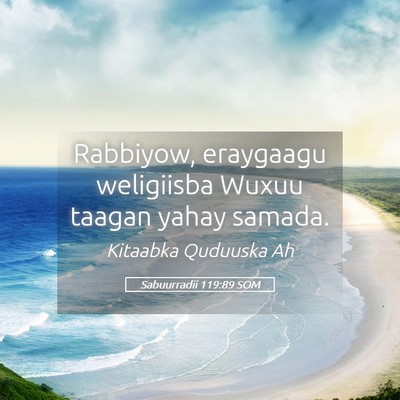 Picture 05 - Sabuurradii 119:89 SOM - Rabbiyow, eraygaagu weligiisba Wuxuu taagan yahay - Bible Verse Picture
