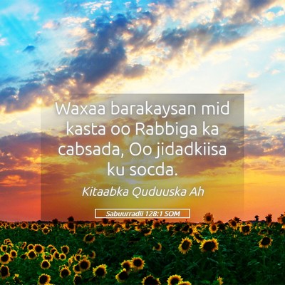 Picture 05 - Sabuurradii 128:1 SOM - Waxaa barakaysan mid kasta oo Rabbiga ka cabsada, - Bible Verse Picture