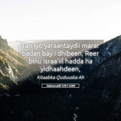 Picture 05 - Sabuurradii 129:1 SOM - Tan iyo yaraantaydii marar badan bay i dhibeen, - Bible Verse Picture