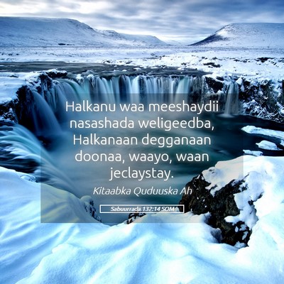Picture 05 - Sabuurradii 132:14 SOM - Halkanu waa meeshaydii nasashada weligeedba, - Bible Verse Picture